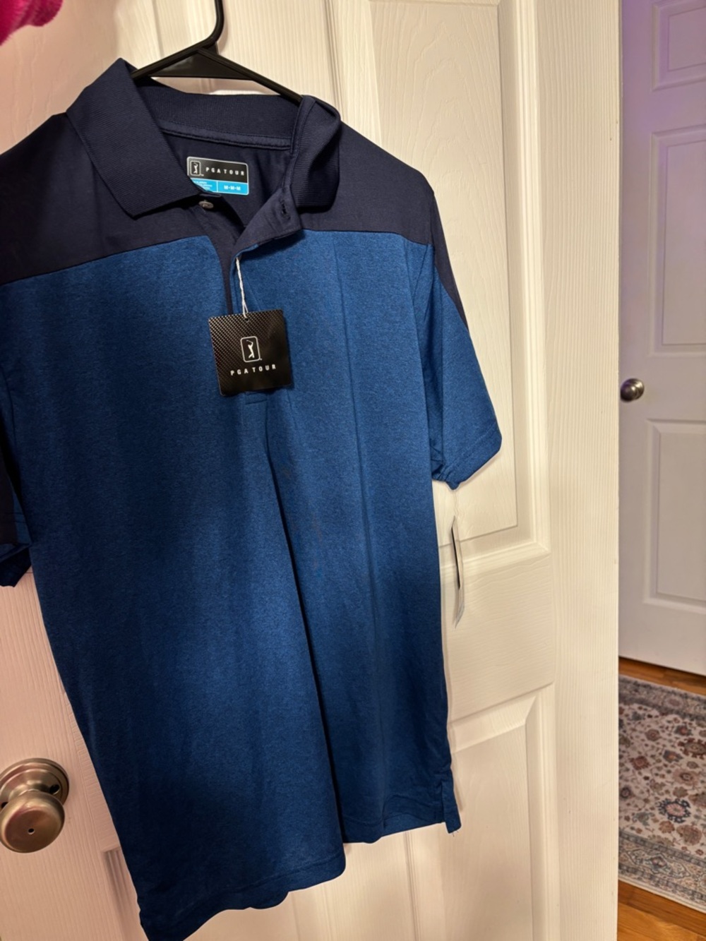 PGA Tour Men’s Two-Tone Navy and Royal Blue Polo